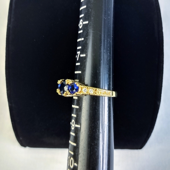 Gold & Blue Gemstone Costume Jewelry Ring - Picture 6 of 7
